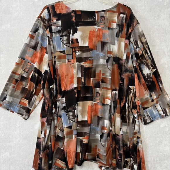 Southern Lady Blouse Womens 2X Multicolor Abstract 3/4 Sleeve Tunic Top - Picture 3 of 6